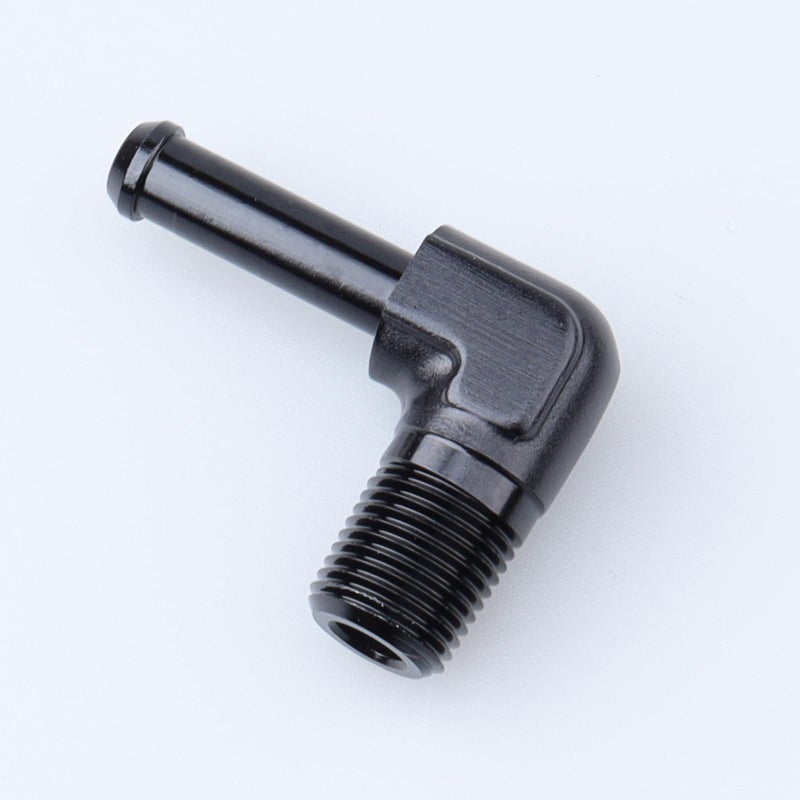 AC PERFORMANCE 1/8" NPT Male to 1/4" Hose Barb Fitting Adapter 90 Degree Aluminum Black Fit for 4AN Push on Hose - Image 2